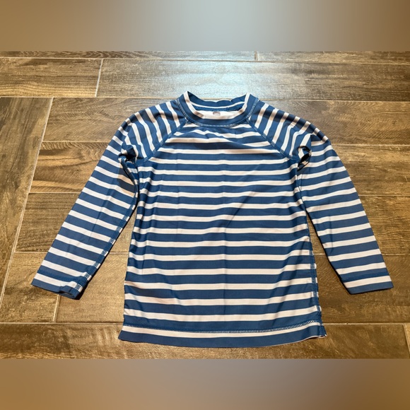 Tea Collection Long Sleeve Rash Guard striped blue size 4 - Picture 1 of 4